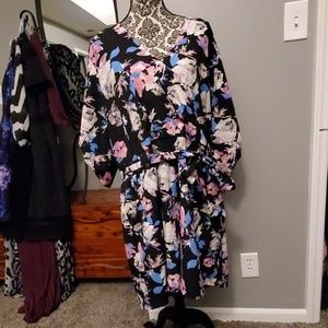 Pink and blue floral romper